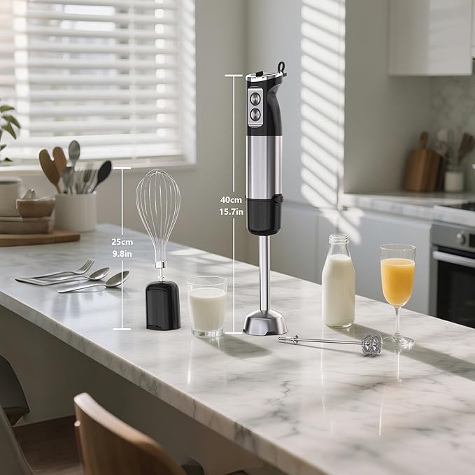 Immersion Blender Handheld, 3 in 1 Hand Mixer Electric for Kitchen, Corded Stick Blender with Whisk and Milk Frother for Baby Food, Smoothie, Puree, Soup, Sauces