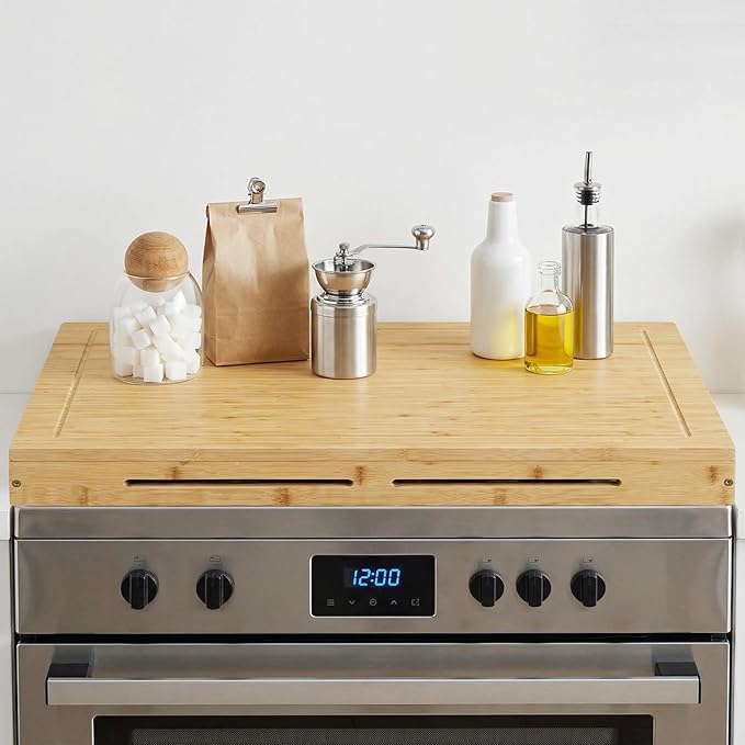 HOOBRO Bamboo Stove Top Cover, Noodle Board Stove Cover, Stove Top Cover Board for 30”x22” Electric Stove, Gas Burners, Stove Cover Cutting Board for Kitchen, Sink, Oven, Natural YL77TL01