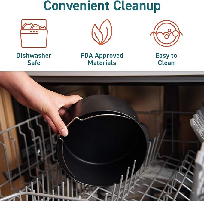 COSORI Air Fryer Accessories, Set of 6 Perfect for Most 5.0 Qt and Larger Ovens, Cake & Pizza Pan, Metal Holder, Rack & Skewers, etc, BPA Free, Nonstick, Dishwasher Safe, 5.8 QT, Black