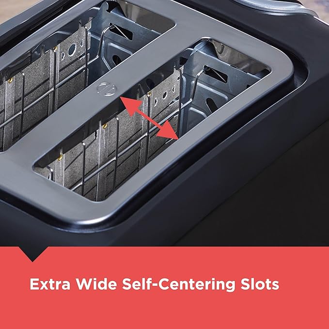BLACK+DECKER 2-Slice Toaster, Extra Wide Slots for Bagels & Thick Bread, 6 Browning Settings, Removable Crumb Tray, Cancel Button, 850W, Black (Pack of 2)