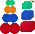 1, 2, 4 & 7 Cup Round & 3, 6, 11 Cup Rectangle Replacement Lids/Covers for Pyrex, Anchor Hocking & KlareWare Storage Bowls *Lids Only -Glass Container Not Included*, 14 Pack *2 of Each Size*
