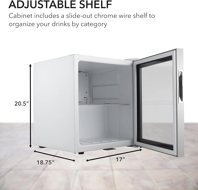 Whynter Beverage Refrigerator with Double-Layer Glass Door, 68-Can 1.6 Cu Ft Freestanding Drink Mini Fridge, BR-062WS, Stainless Steel