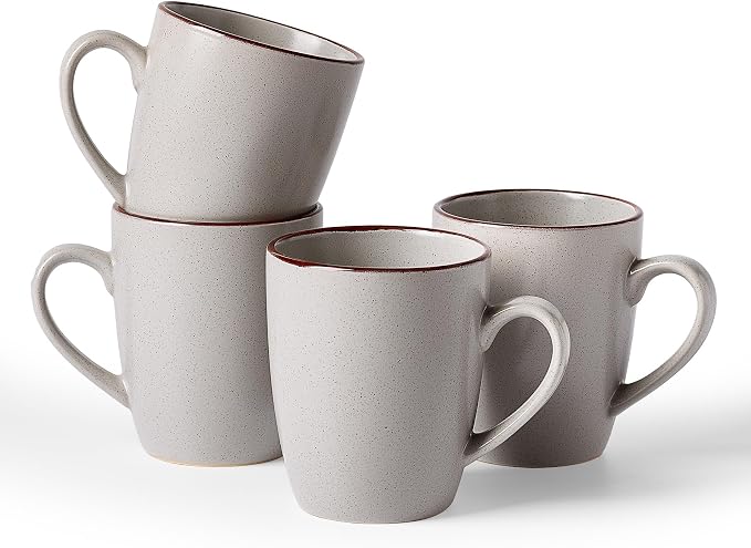 famiware Venus Coffee Mugs for 4, 13 oz Mug Set, Dringking Cup with Handle for Coffee, Tea, Cocoa, Milk, Ligth Gray