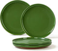 GZG Ceramic Dinner Plates Set of 4, 10.25 Inch Speckled Stoneware Plates with Clay-Tone Base, Large Ceramic Plates for Steak, Salad, Pizza, Microwave Oven Dishwasher Safe