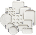 11-Piece Nonstick Bakeware Set – Stackable Baking Pans Include Cookie Sheets, Muffin Pan, Loaf Pan, Pizza Pan, Cake Pan & More – Oven Safe, Space-Saving Design, Gray & White