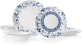 Corelle 12-Piece Dinnerware Set Service for 4, Chip Resistant, Glass, Artemis, Vitrelle