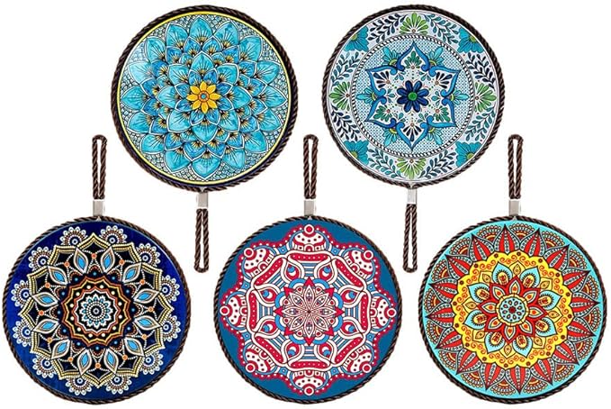 5 pcs Ceramic trivets, hot Dish mat, hot Pot Holder, Pot Holder, Heating Pads for Decorating tabletops and countertops, can be Hung, Kitchen Decor