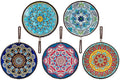 5 pcs Ceramic trivets, hot Dish mat, hot Pot Holder, Pot Holder, Heating Pads for Decorating tabletops and countertops, can be Hung, Kitchen Decor