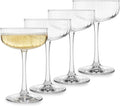 Libbey Paneled Cocktail Coupe Glasses, 8.5 Oz Stemmed, Fine Ribbed Line Coupe Glass Set of 4, Dishwasher Safe Cocktail Martini Glasses