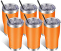 VEGOND 20oz Tumbler Stainless Steel Tumbler Cup with Lid And Straw Vacuum Insulated Double Wall Travel Coffee Mug(Orange 6 Pack)