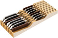 Large Knife Drawer Organizer Insert, Bamboo Wood Knife Holder, Knife Block Hold up To 15 Knives