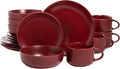 10 Strawberry Street Wazee Matte Coupe Dinnerware Set, 16 pc, Red