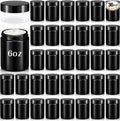 Domensi 36 Pcs Bulk 6oz Glass Jars with Lids Leakproof Round Airtight Empty Cosmetic Jars with Inner Liners Lid for Storing Lotions Spices Ointments Food Storage (Black)