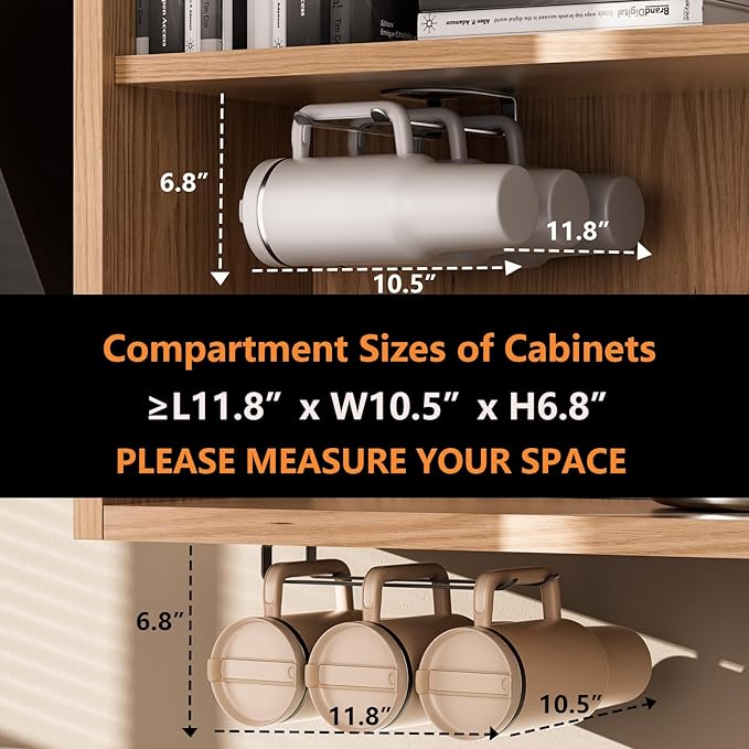 MOJOHAND Water Bottle Organizer for Full Stanley Tumbler with Handle, Pantry Kitchen Organizers and Storage for Cup Accessories, Water Bottle Holder Wine Rack (Black- 2Pack)