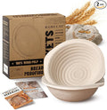 Wood Pulp Banneton Bread Proofing Baskets Set of 2, 7 Inch Round 1.1LB Sourdough Banneton Basket with Liner, Non-Stick Dough Proofing Bowl for Rising and Baking