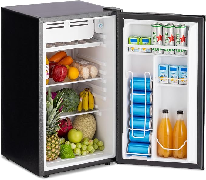 Compact Refrigerator 3.2 Cu.Ft Mini Fridge with Freezer, 7-Temperature Settings Single Door Compact Refrigerator, Adjustable Thermostat & Removable Shelves for Dorm Apartment (1 Door)
