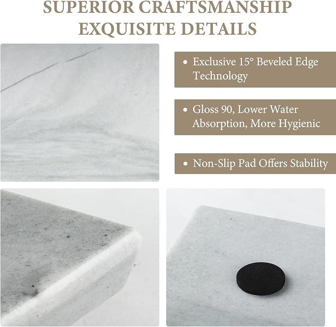 Koville Brazilian Natural Quartzite Cutting Board for Kitchen, 16x12inch Large Hand Crafted Stone Slab for Cheese, Charcuterie, Pastry Board - Wedding Gift, House Warming Gift