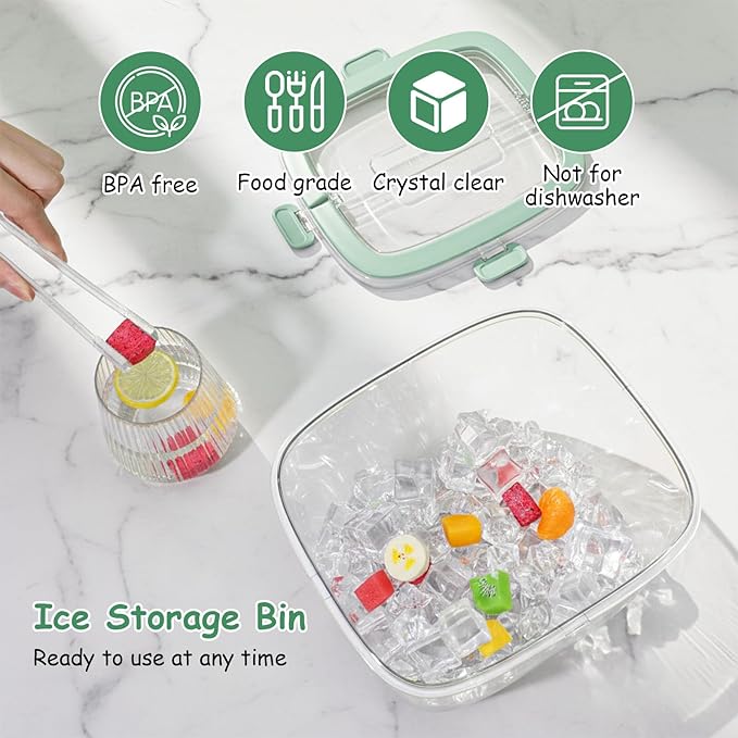 5L Ice Cube Storage Bin with Sealed Lid Ice Cube Bucket Portable Ices Bucket Container for Freezer Clear for Bar Hotel Refrigerator Containers Whiskey Wine Beers Party Outdoor 8.5*6.6*7.4in