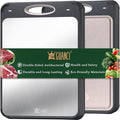 GUANCI Stainless Steel Cutting Board for Kitchen, Non Toxic 2-in-1 Double Sided Design, 304 Food Grade Stainless Steel & Wheat Straw PP, Durable Chopping Board for Meat & Vegetables, 14×9.6 Inch