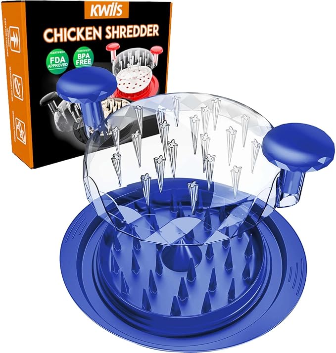Chicken Shredder, Chicken Shredder Tool Twist, Chicken Breast Meat Shredding Machine with Anti-Slip Base, BPA Free, Dishwasher Safe, Ergonomic Handle, Heat Resistant, Suitable for Pork, Beef, Blue