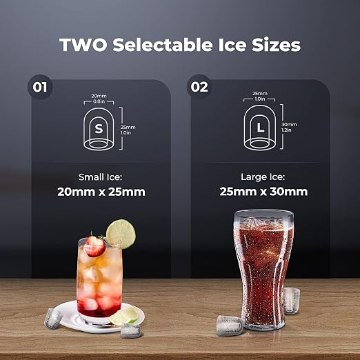 TRUSTECH Ice Makers Countertop, 9 Cubes Ready in 6 Mins, 26lbs in 24Hrs, Self-Cleaning Ice Machine with Ice Scoop and Basket, 2 Sizes of Bullet Ice for Home Kitchen Office Bar Party