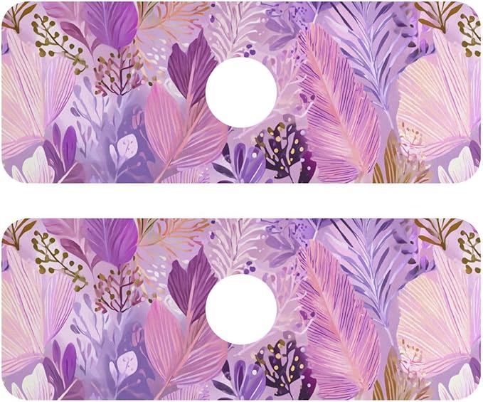 Kitchen Sink Splash Guard 2 PCS 14.7 Inch Sink Faucet Mat Splash Guard for Bathroom Countertop Water Absorbent Foldable Cuttable Soft Washable Boho Pink Leaf