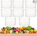 2/4/6/8 Pcs Crystal Clear Freezer Storage Bins, Freezer Organizer Bins, Clear Plastic Bins, Stackable Kitchen Cabinet Organizer with Handles for Frozen Food, Meat & Veggies (8, Transparent, L)
