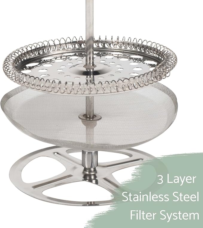 Elanze Designs Black 1 Liter Glass and Chrome Plated French Press Coffee and Loose Leaf Tea Maker
