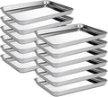 Zopeal 12 Pcs Metal Serving Trays for Food,Baking Sheet Pan Stainless Steel Small Nonstick Cookie Sheet Set Quarter Baking Pan,Toaster Oven and Dishwasher Safe(12 x 9 x 1 Inch)