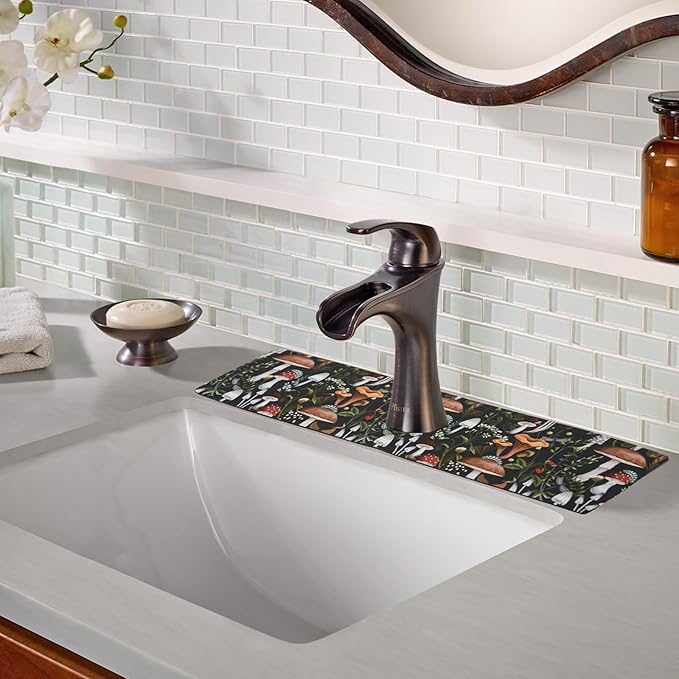 Sink Faucet Absorbing Mat, 2 Pack Drying Mat Around Faucet Sink Splash Guard Behind Faucet Sinkmat For Kitchen Bathroom Island Rv 24 * 5.5 Inch (60 * 14 cm)