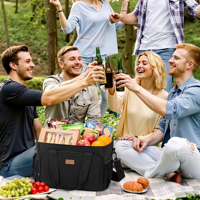 Lifewit Medium Lunch Bag Insulated Lunch Box Soft Cooler Cooling Tote for Adult Men Women, Black 48-Can (33L)