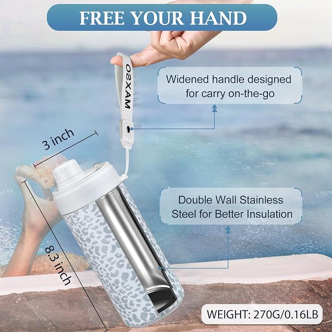 MAXSO Sealed Can Cooler Fizz Lid Can Cover for 12 oz Regular, Slim Skinny Cans & As Thermal Bottle, 4-in-1 Insulated Vacuum Stainless Steel Carbonated Cold Drink Holder - Leopard