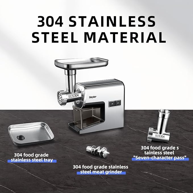 Electric Meat Grinder,3000 Max 304 Stainless Steel Meat Mincer Accessories with 2 Blades,3 Grinding Plates,3 Sausage Stuffer Tubes & Kubbe Kit for Home & Kitchen Use