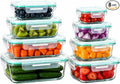 Peaktet 8 Pack Glass Food Storage Containers with Lids, Airtight Meal Prep Containers Set, Leakproof Glass Lunch Containers, BPA-Free Locking Lids, Oven Microwave Freezer Dishwasher Safe