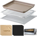 Air Fryer Accessories Compatible with Ninja Flip Air Fryer SP151, Crumb Tray with 4 Oven Liners, 100 PCS Parchment Paper Sheets, Air Fryer Basket and Baking Tray for Ninja Toaster Oven