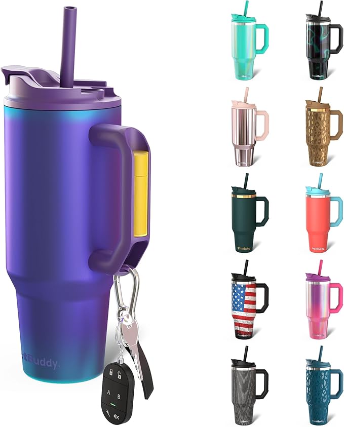 Frost Buddy Thicc Buddy - 30 oz Stainless Steel Vacuum Insulated Tumbler with Lid and Straw for Water - Travel Mug Cupholder Friendly - Gifts for Women Men Him Her (Nebula)