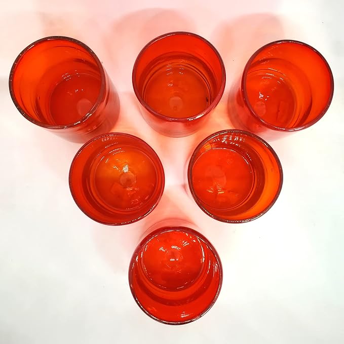 Solid Ruby Red 9 oz Short Tumblers (set of 6), Recycled Glass, Lead-free, Toxin-Free (9oz Tumbler)