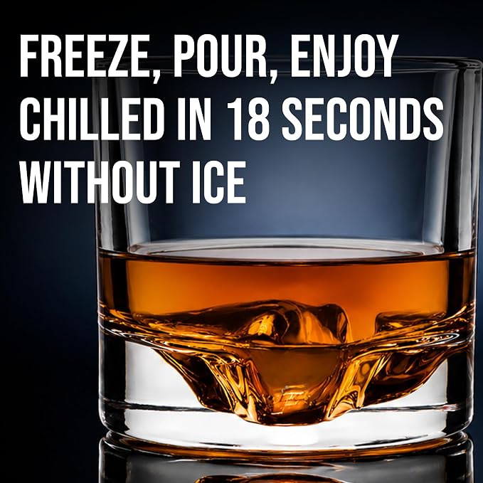LIITON Lake Tahoe Heavy Crystal Whiskey Glasses Gift Set of 2, Thick Freezable Bourbon Glass 1lb Each, Premium Whiskey Gifts for Men, Frozen Crystal Chills Cocktails, 10 oz