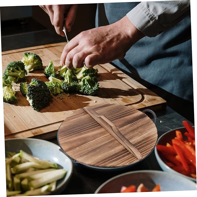 1Pc Wooden Pot Lid for Household Use Cooking Pot Cover for Kitchen Splicing Design for Enhanced Protection for Frying Pans and Cooking Pots