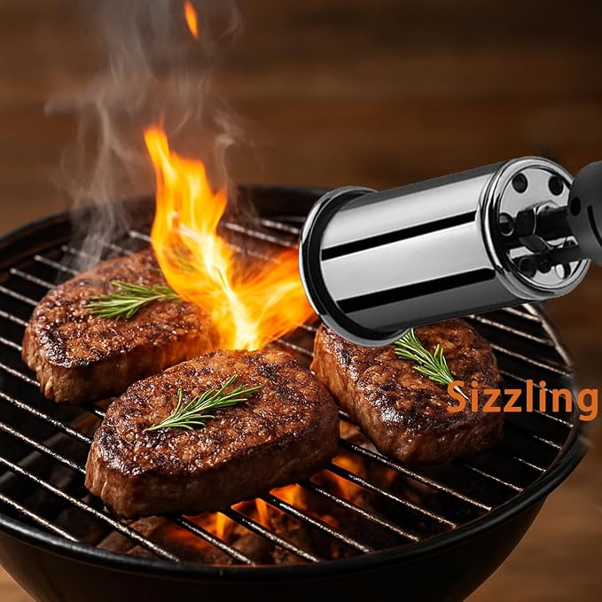 Propane Torch Gun, High-Heat Blow Torch with One-Touch Max Fire & Safety Lock, Adjustable Cooking Torch for Sous Vide, BBQ Grilling, Charcoal, Fireplace, DIY Projects (Tank Not Included)