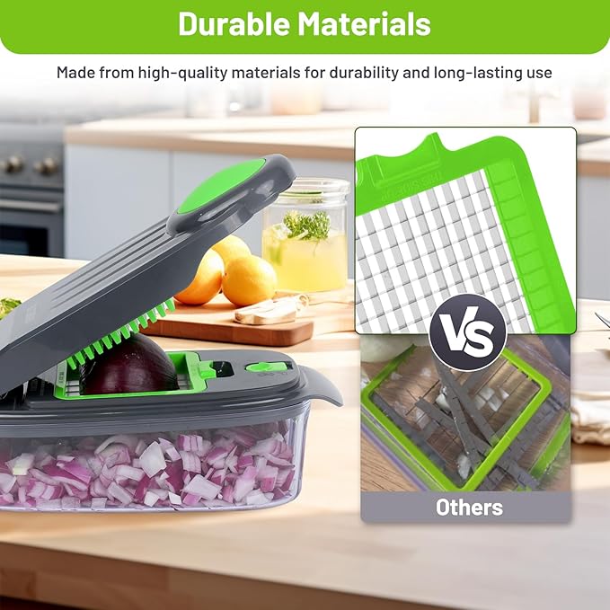 Vegetable Chopper with Large Container(Greygreen)