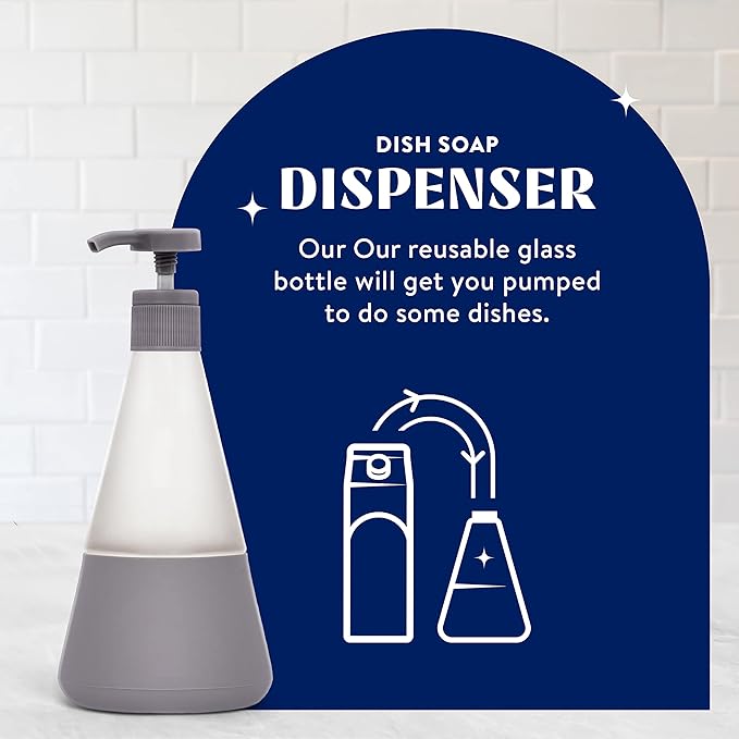 Cleancult Dish Soap Dispenser (15oz, 1 Pack) - Refillable Glass Soap Dispenser with Pump - Shatter Resistant Dish Soap Dispenser for Kitchen Sink - Non Slip Silicone Sleeve - Charcoal