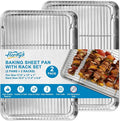 Herogo Stainless Steel Half Sheet Baking Pan with Rack Set(2 Pans + 2 Racks), 18" x 13" x 1" Large Baking Tray with Cooling Rack Set for Oven Roasting, Rust & Warp Resistant & Nonstick