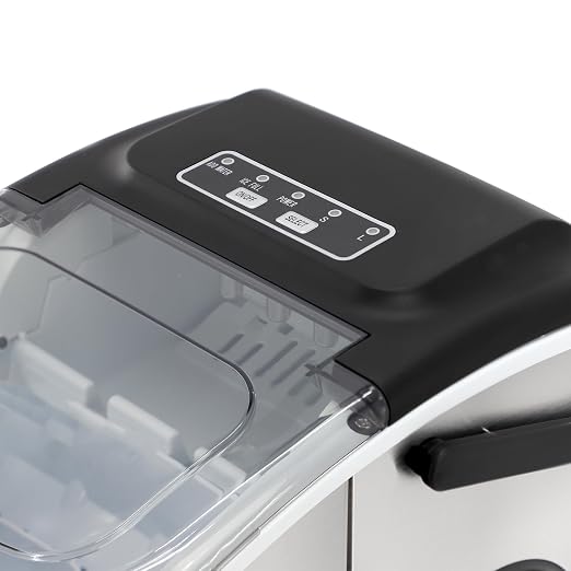 MegaChef 26 Pound Countertop Bullet Ice Maker, Basket and Scooper, Countertop Ice Machine, Easy-Carry Portable Ice (Silver)