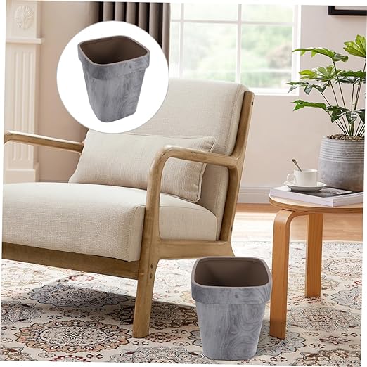 Cabilock Unique Wood Grain Pattern Trash Can Indoor Paper Wastebasket for Kitchen Bathroom Living Room Office Sturdy Sturdy No Lid Light Grey
