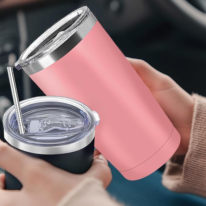 YOUKE OLA 16 Pack Stainless Steel Tumbler Bulk 20oz Insulated Vacuum Travel Mug Powder Coated Coffee Mug Gift for Wine Cocktails Hot Cold Drinks, Assorted Colors