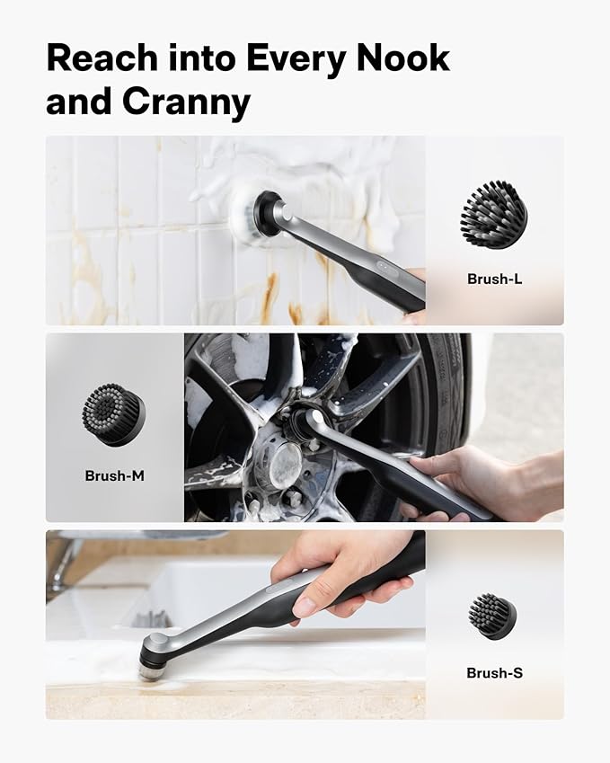 HOTO Wand™ Grout Brush and Cordless Spin Scrubber