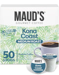 Maud's Kona Coffee Pods, 50ct, Medium Roast Coffee in Single Serve Pods – 100% Arabica Coffee, Compatible with Keurig K Cups Maker
