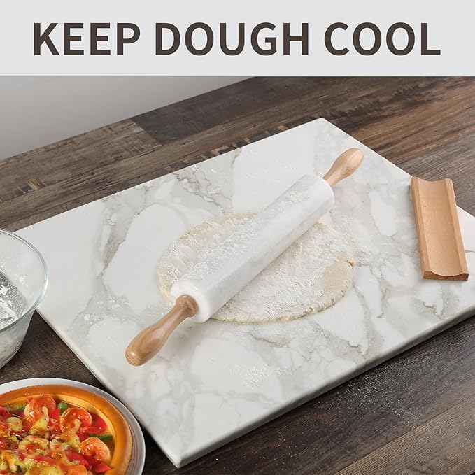 Koville Marble Rolling Pin, Non-Stick African Stone Polished Dough Roller, Pasta, Dumpling, Ravioli, Fondant, Pie Crust, Kitchen Baking Pastry Tools(Namib Fantasy)