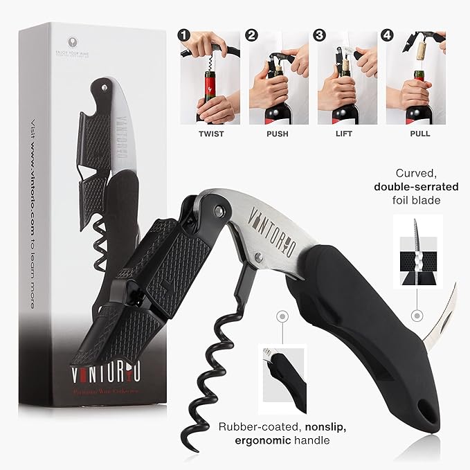 Aerator Pourer, Wine Opener, and Foil Cutter Bundle by Vintorio